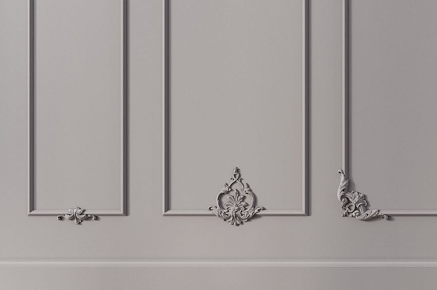 Boiserie with molding MLD-002-MG and decor MLDPU-002U