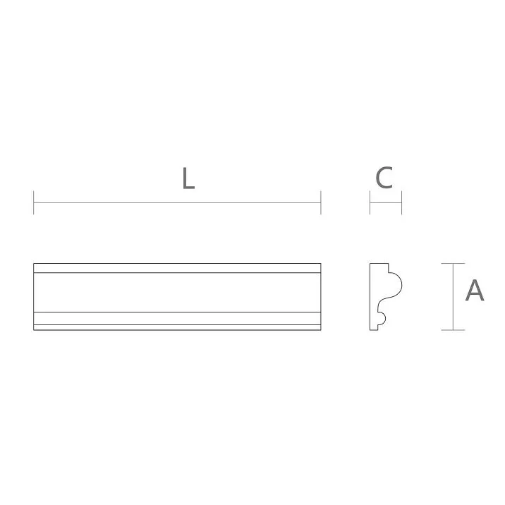 Drawing of MDF molding MLD-M-057, dimensions 25 &times; 12 &times; 2600 mm, profile, diagram