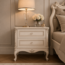 Classic bedside table Versailles 012-001 for an elegant bedroom interior.