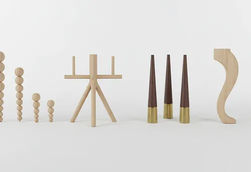 Modern Wooden Supports with Brass Inserts for Coffee Tables