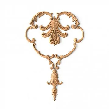 Wooden decor set C-041, consisting of eight carved appliqu&eacute;s with a floral ornament