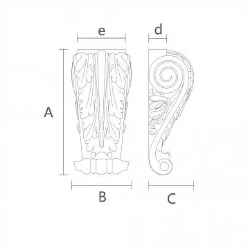 Carved bracket KR-022 from natural wood for shelves, decor, furniture