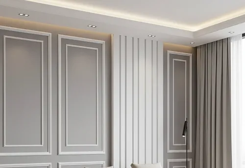 wide polyurethane moldings on the walls of a modern interior