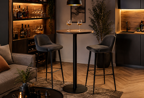 High round bar table for kitchen, lounge area, and mini-bar