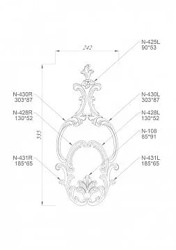 Composition of the decor set C-034 made of solid wood