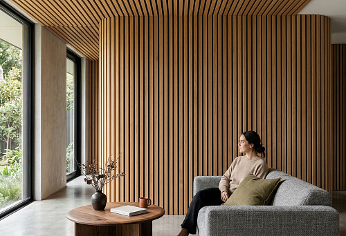 wooden slat wall panels in modern interior