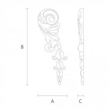 Surface-mounted element N-174L with hand-carved wood