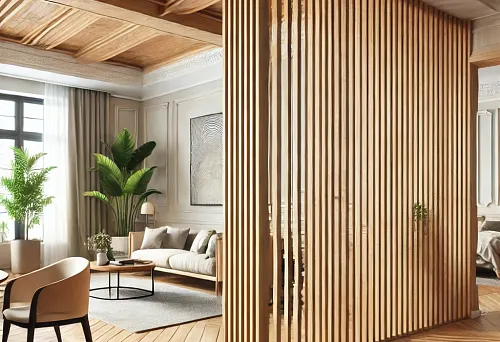 Wooden Partition in Interior for Zoning