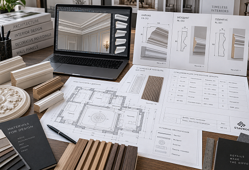 Materials for an interior architectural project