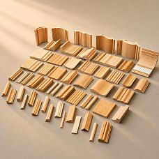 OMLD-005 Molding Sample Set &mdash; Professional Collection of 60+ Wooden Decorative Profiles in Various Shapes and Sizes