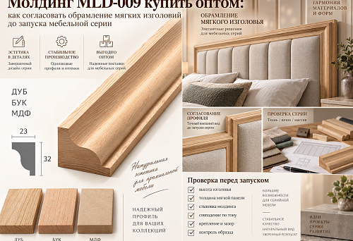 Molding MLD-009 for framing an upholstered furniture headboard