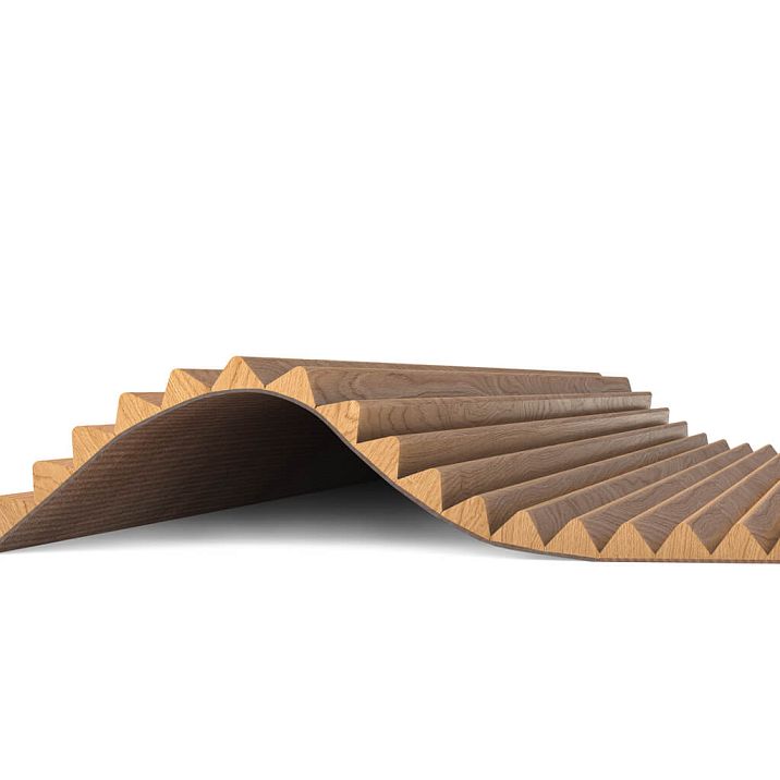 Flexible slatted panel PAN-005 for curved walls, columns and furniture