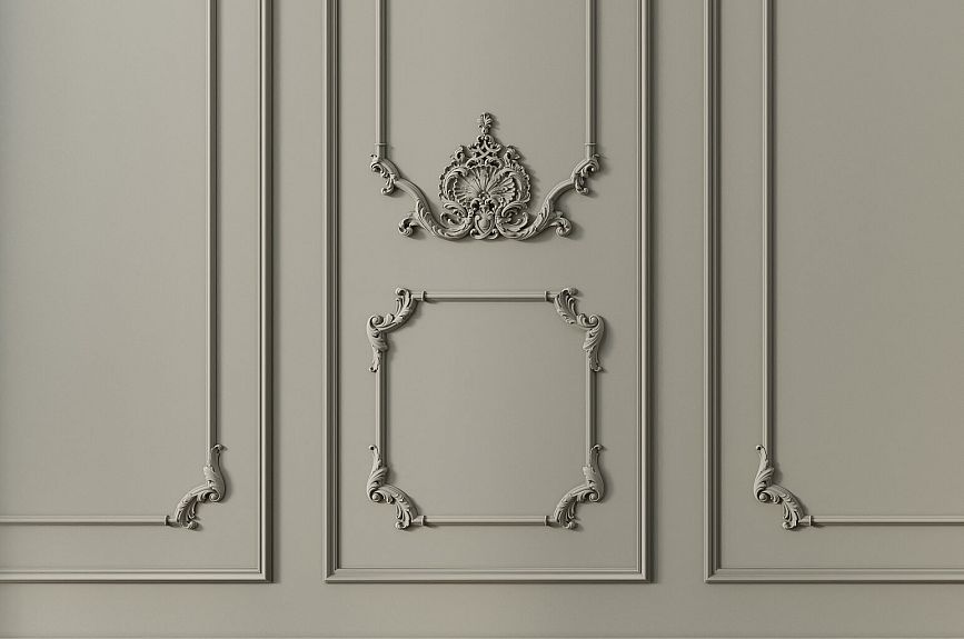 Classic Tsarskoye Selo wall panel with a lower stucco overlay and a small decorative frame