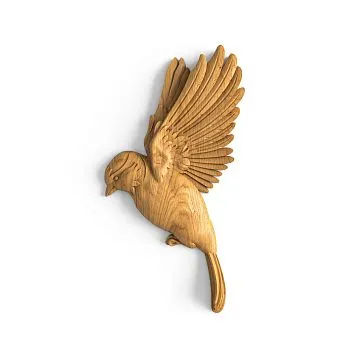 Wooden decor N-494R &mdash; an elegant carved figure of a bird, made from natural wood.