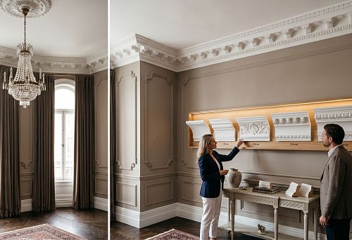 Wide ceiling cornice for high ceilings: how to choose a profile 80&ndash;140 mm
