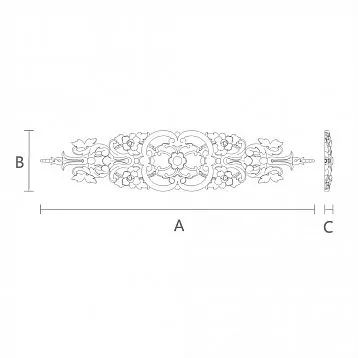 Wooden overlay with relief floral pattern for interior decoration