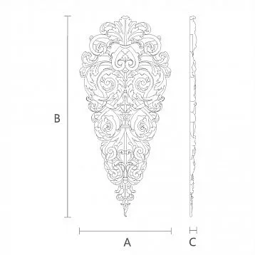 Wooden Carving with Floral Pattern - Carved Insert N-329 for Walls and Ceilings