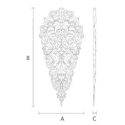 Деревянный декор для интерьера - резная накладка N-329 из дуба или бука чертеж