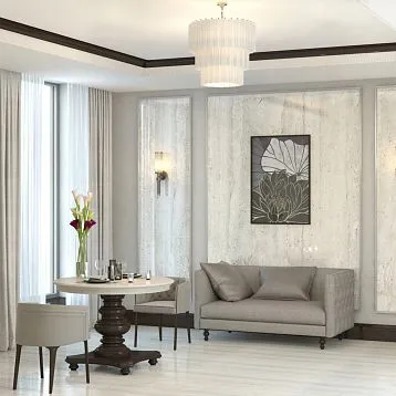 Carved apron STL-012 made of solid wood with four legs and a transverse beam