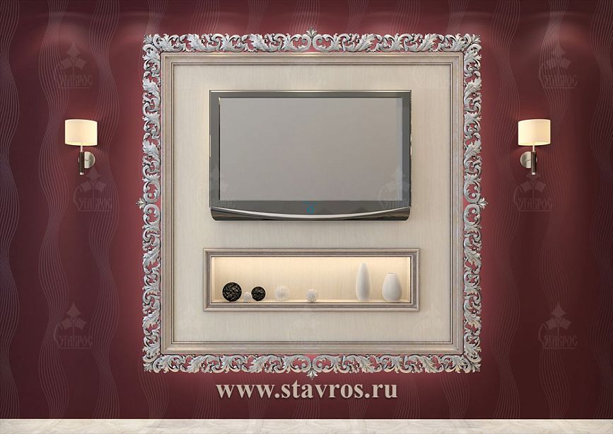 Elegant carved frame RTV-006 with decorative niche and lighting for a sophisticated interior