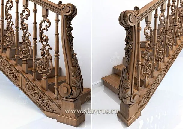 Idea for decorating the carved staircase RLE-006