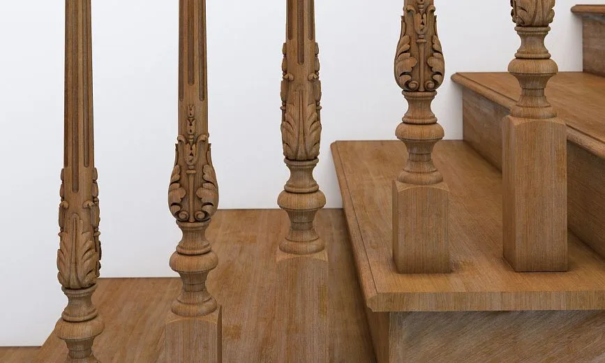 Balusters for wooden staircases with exquisite carving and elegant shape