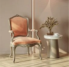 Interior with carved chair Versailles 004-001 and table base