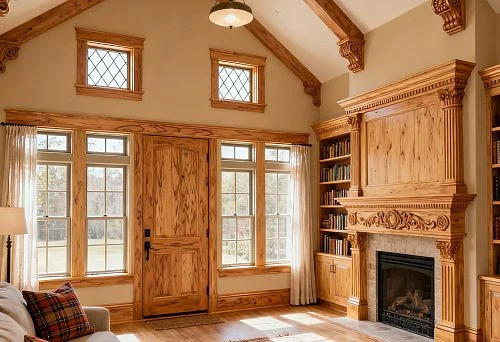 Classic interior with facade motifs in wood and polyurethane