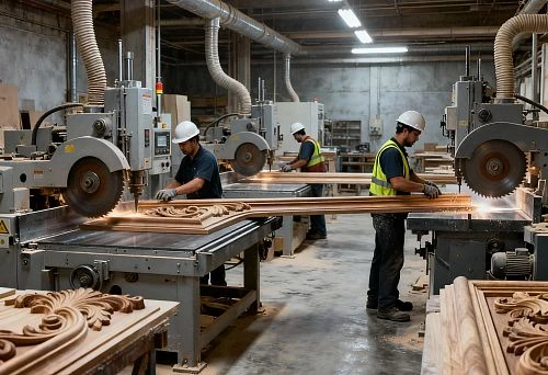 Workers at a Facade Decor Factory Producing Architectural Elements