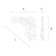 Elegant carved pattern on wooden insert N-212L drawing