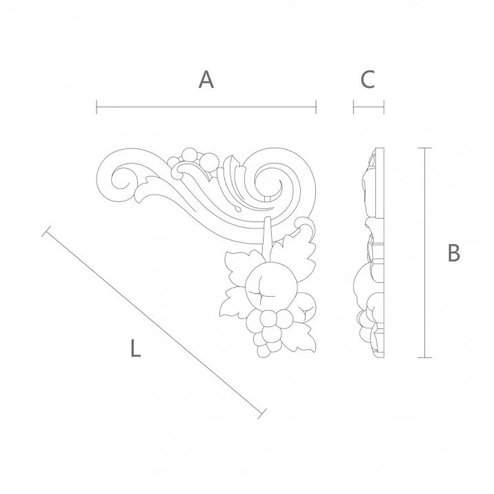 Elegant carved pattern on wooden insert N-212L drawing