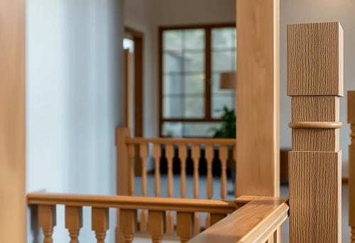 Modern wooden balusters in a light interior &mdash; an example of aesthetic transformation of staircase space