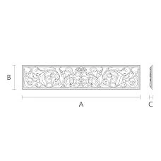 Rectangular insert made of oak or beech wood N-176 with carving, drawing