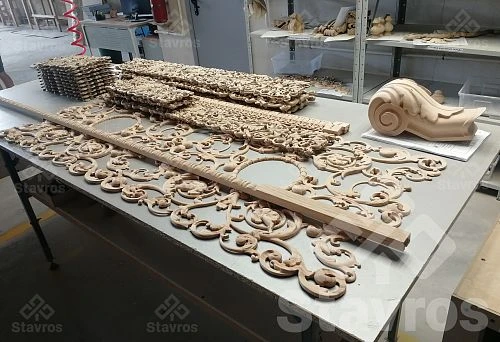 Decorative details with refined patterns and ornaments in the workshop.