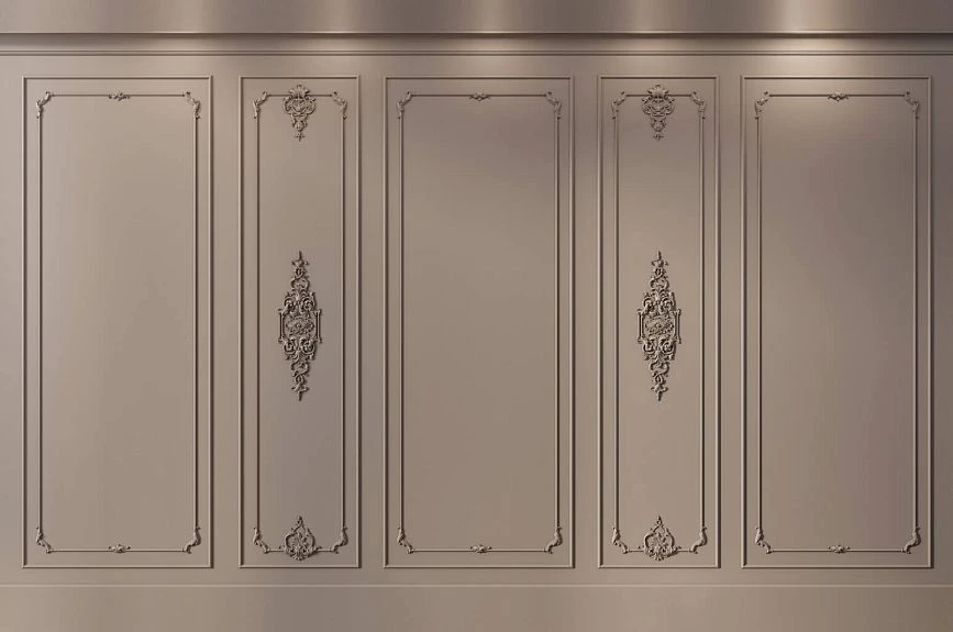 Idea for decorating Verona INTPU-030 wall panels with moldings and ornamental overlays