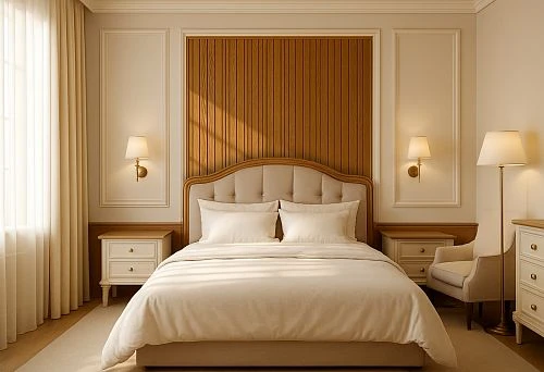 Master Bedroom with Decorative MDF Recessed Panels on the Wall &ndash; A Stylish Interior Solution in Moscow