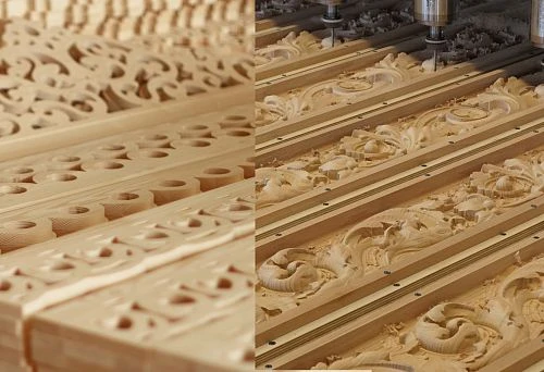 CNC Routing of Carved Wooden Patterns on Furniture Blank