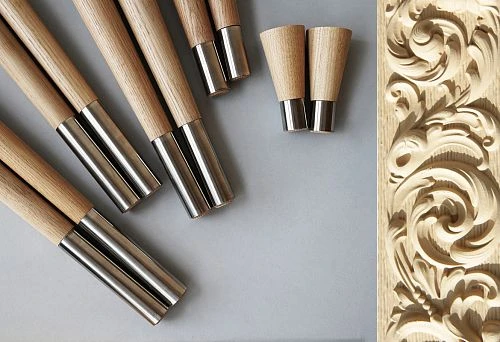 Carved Ornament from Solid Wood with Smooth Curves, Designed for Decorative Furniture Facades