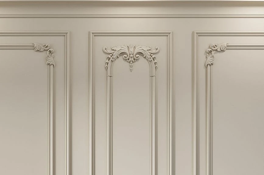 Wall panel Pavlovsk with lower stucco overlay, moldings, and small decorative frame
