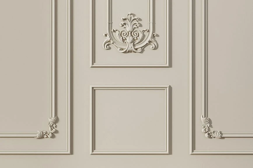 Classic light wall panel Pavlovsk with moldings and figured lower decor