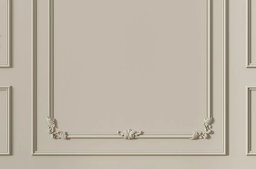 Ready composition of wall panels Pavlovsk INTPU-040 with central frame and side decorative modules