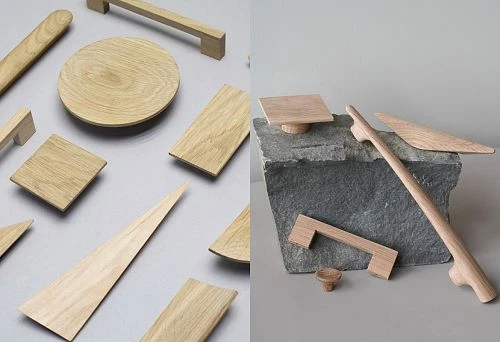 Designer Wooden Handles and Hardware, Displayed on Stone Surface