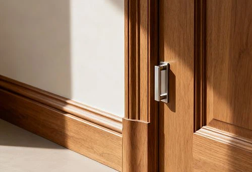 Interior with Harmonious Connection of Baseboard and Door