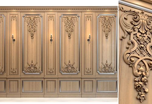 Carved Wooden Decorations for Wall Interior in Classic Style