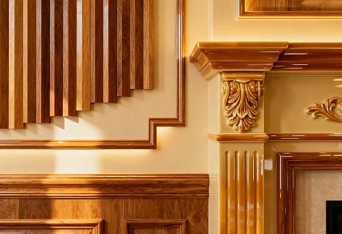 Combination of oak moldings and polyurethane elements in a classic interior