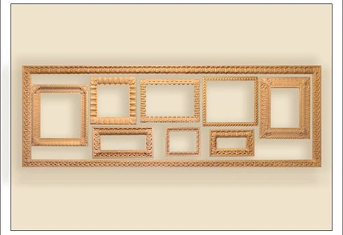 Set of large decorative carved wooden frames for interior design