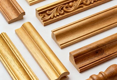 Wooden millwork &mdash; carved and smooth elements for architectural trim