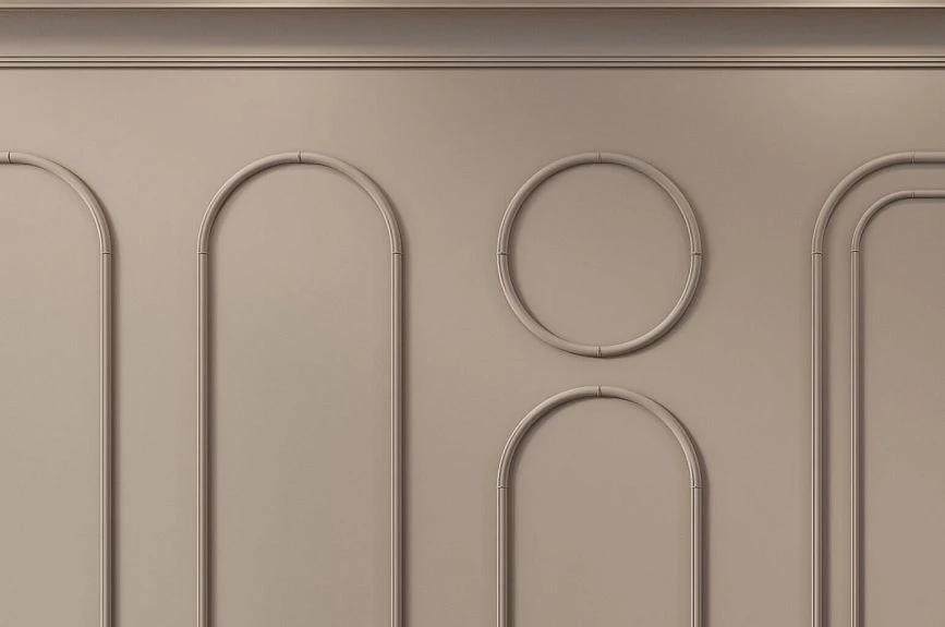 Ready-made composition INTPU-012 for decorating a wall with moldings in Japandi style
