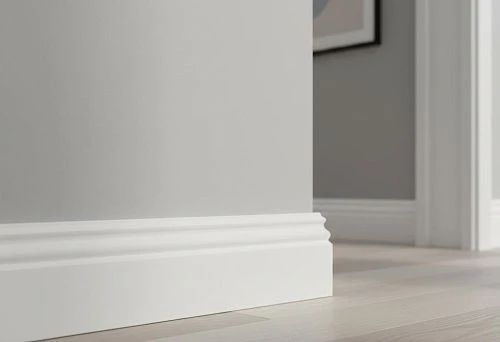 MDF skirting board for painting in the interior of a modern apartment