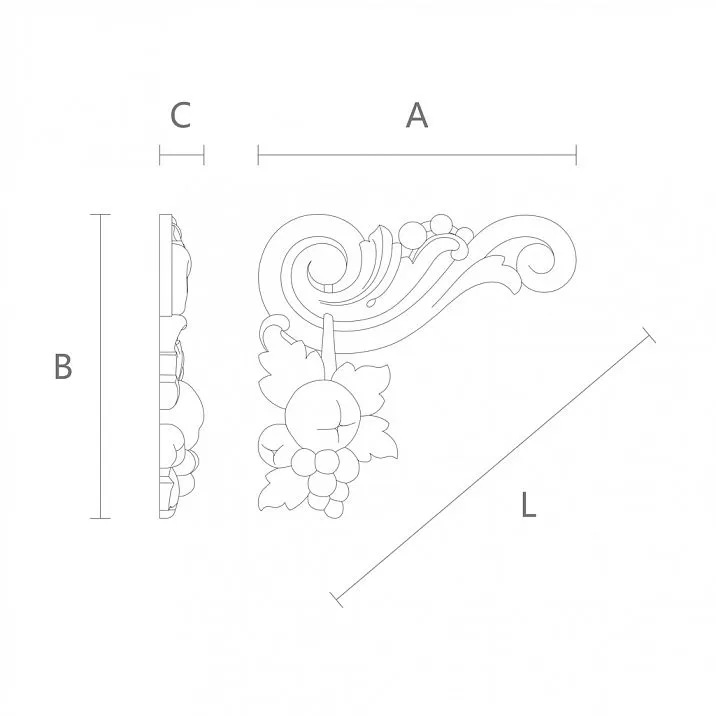 Elegant carved pattern on the wooden insert N-212R drawing